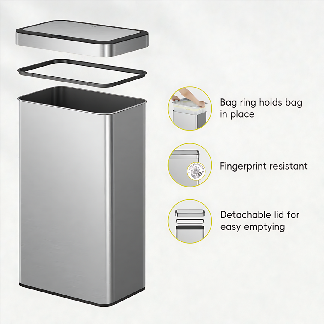 EKO MARVIS 45L stainless steel sensor trash bin