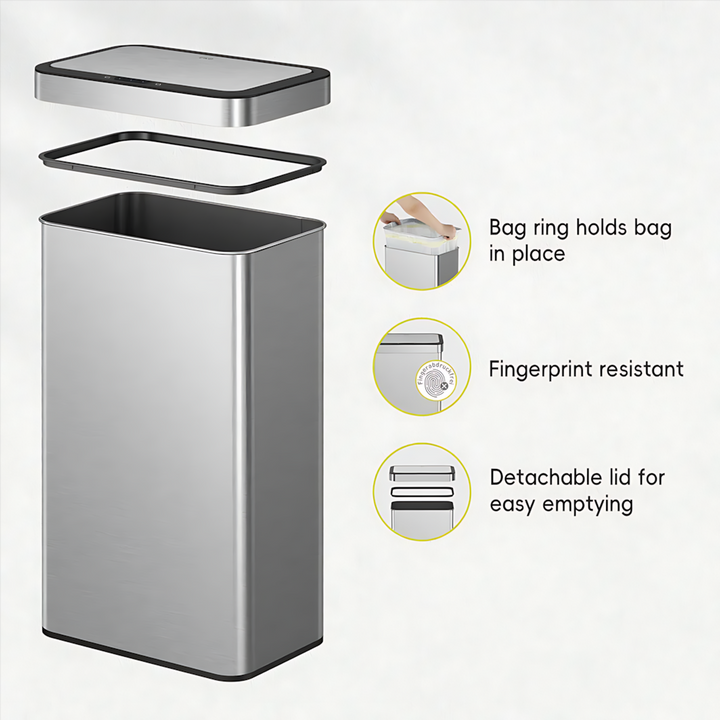 EKO MARVIS 45L stainless steel sensor trash bin