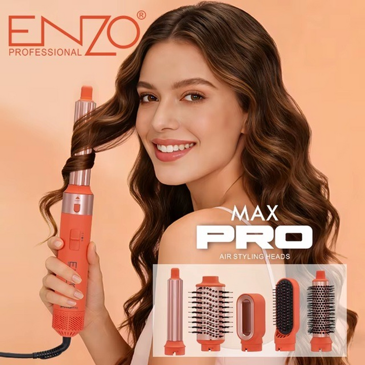 ENZO Max Pro Air Styler 6-in-1 with tourmaline-coated attachments