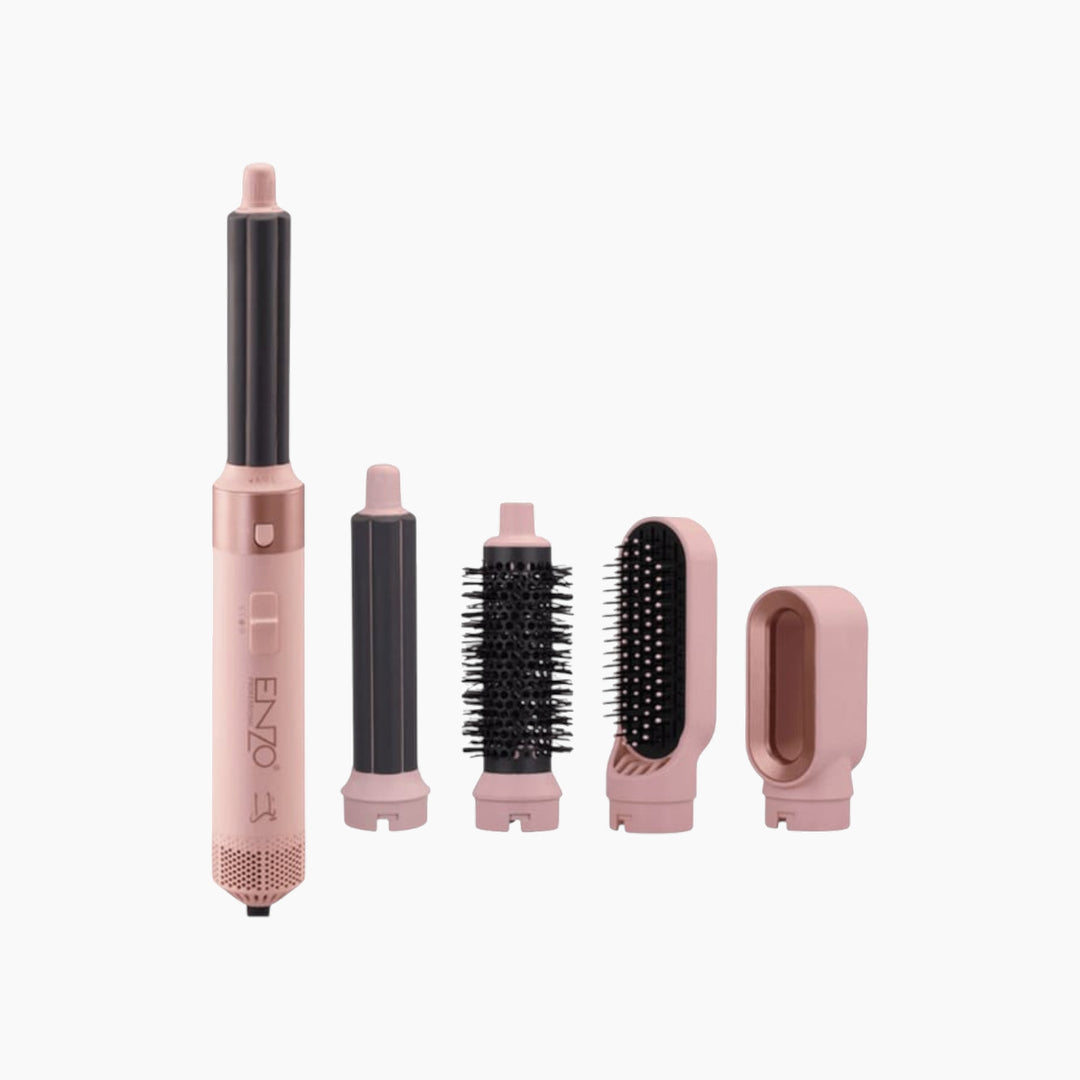 ENZO Professional 5-in-1 Air Styler &amp; Hair Dryer Set in rose pink and rose gold finish