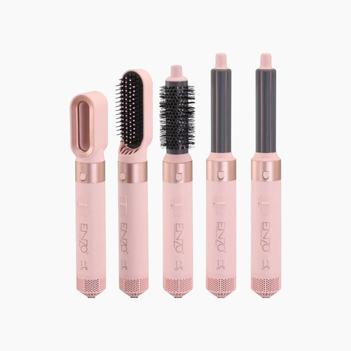 ENZO Professional 5-in-1 Air Styler &amp; Hair Dryer Set in rose pink and rose gold finish