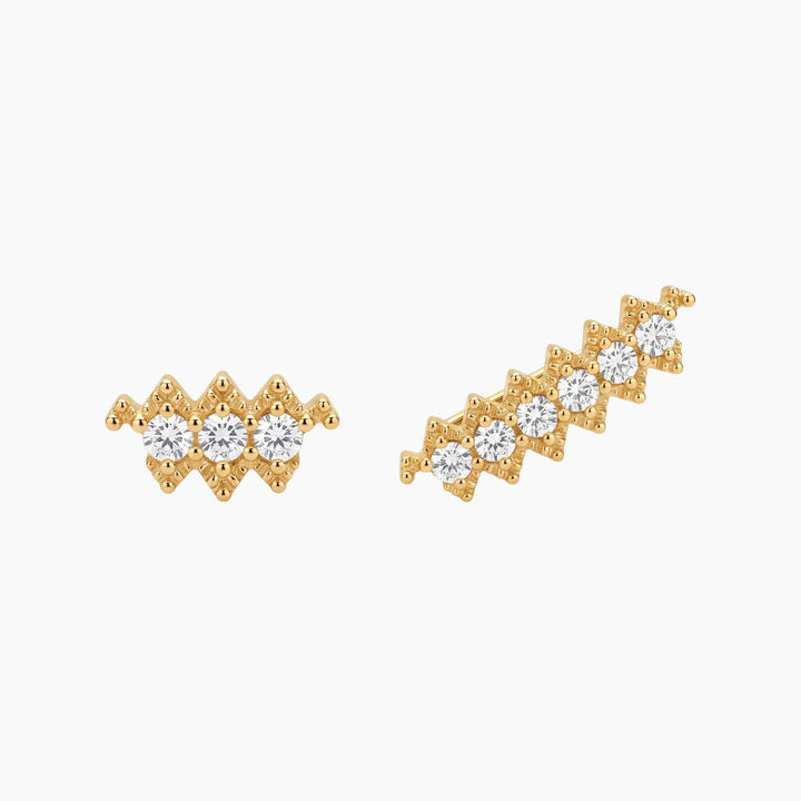 Meraki Yellow Gold Earrings with White Diamonds