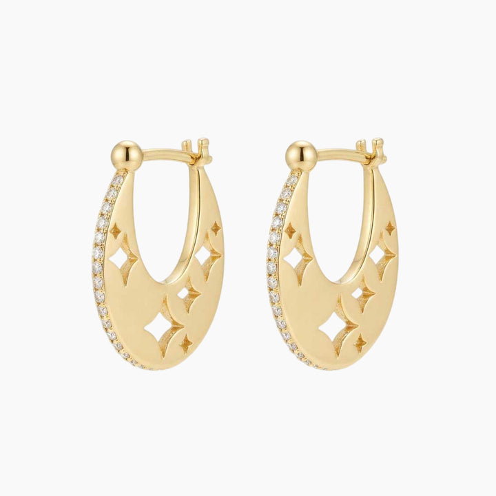Meraki Yellow Gold Earrings with White Diamonds