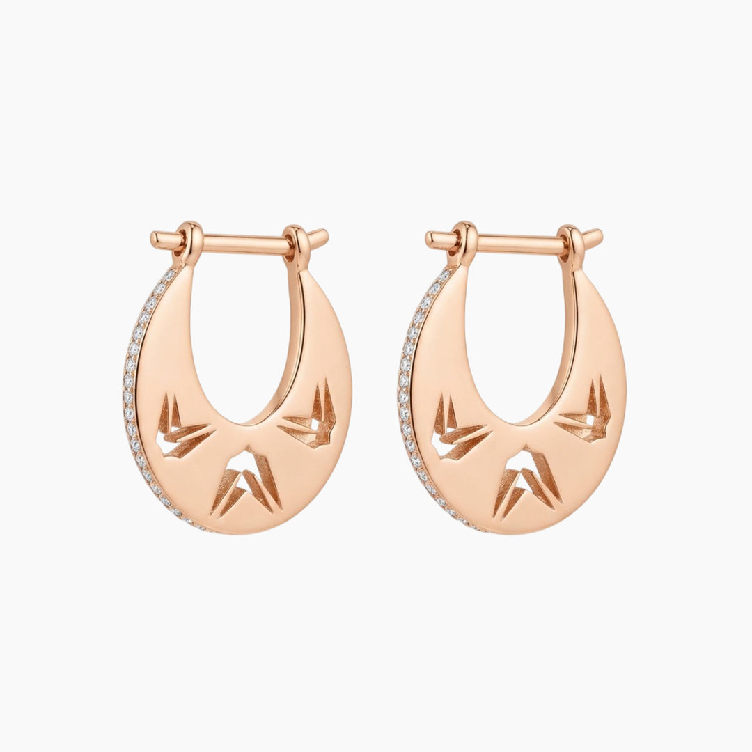 Meraki Yellow Gold Earrings with White Diamonds 3g