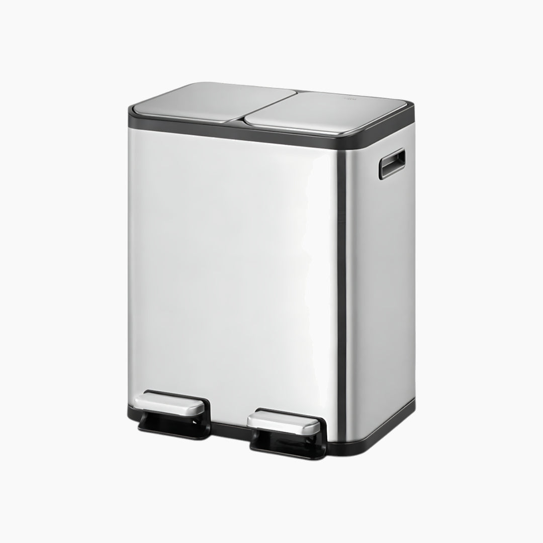EKO Ecocasa 60L brushed stainless steel recycling pedal bin with two 30L inner buckets