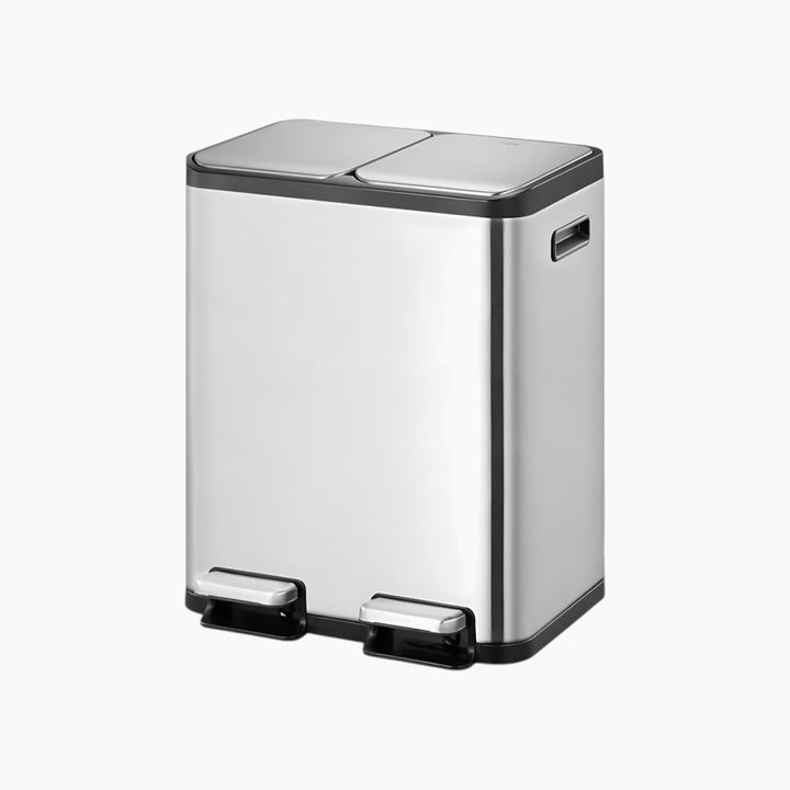 EKO Ecocasa 60L brushed stainless steel recycling pedal bin with two 30L inner buckets