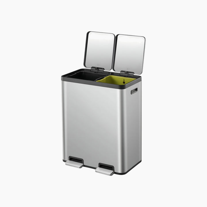 EKO Ecocasa 30L+30L brushed stainless steel recycling pedal bin