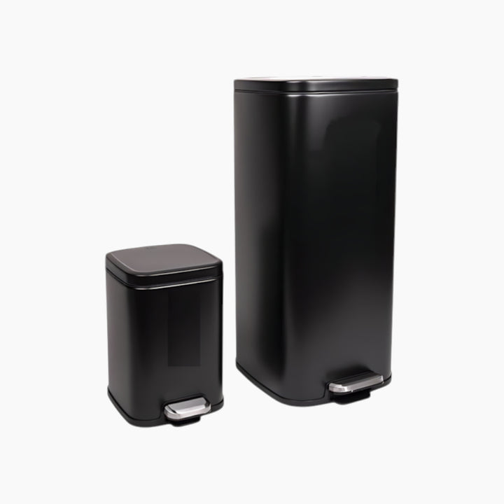 Eko Stella black pedal bin twin pack, 30L + 6L capacity
