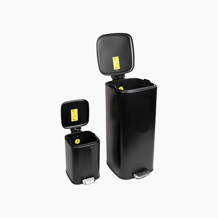 Eko Stella black pedal bin twin pack, 30L + 6L capacity