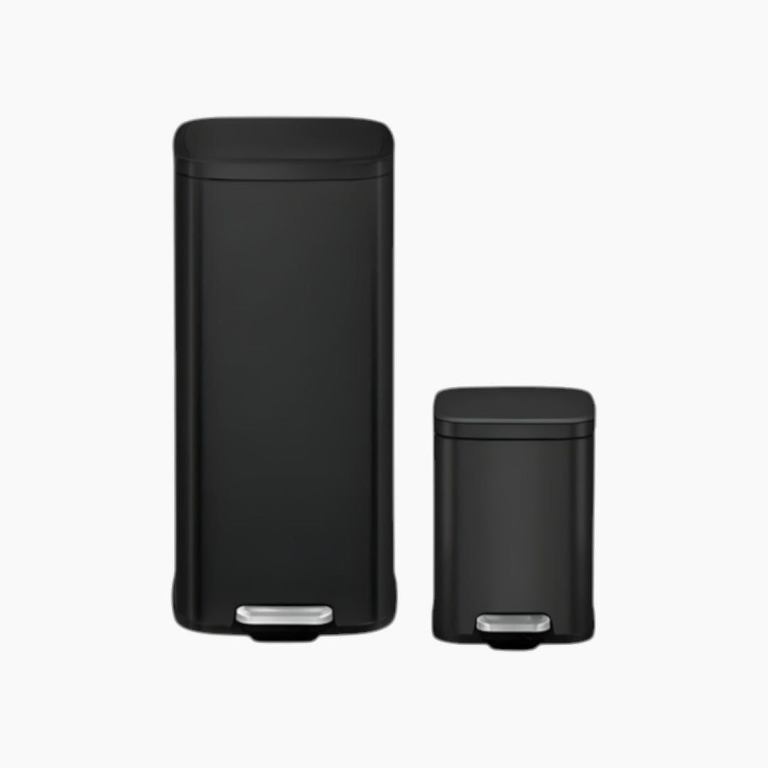 Eko Stella black pedal bin twin pack, 30L + 6L