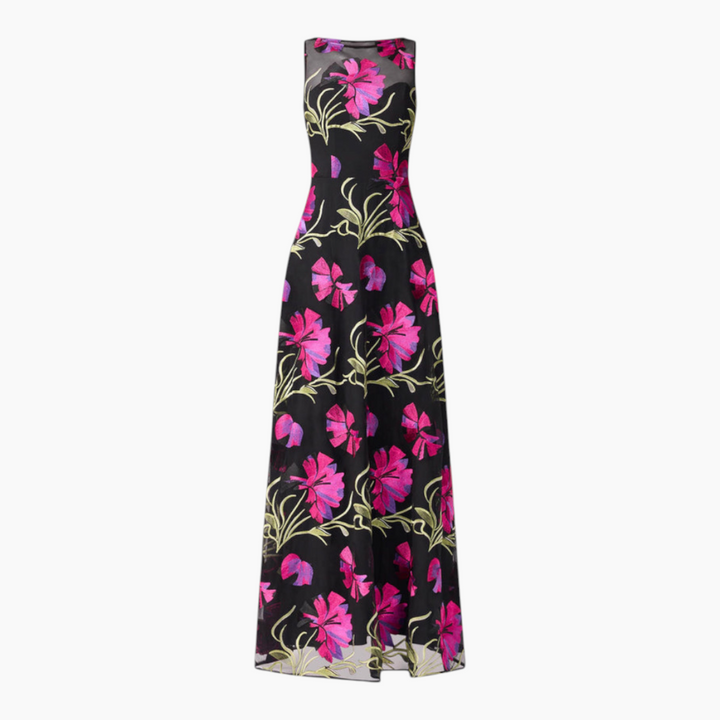 Elliatt Amaya Gown in Black &amp; Pink Floral