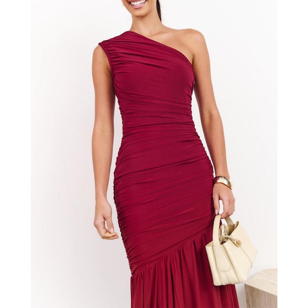 Elliatt Florencea One Shoulder Gown - Wine Red