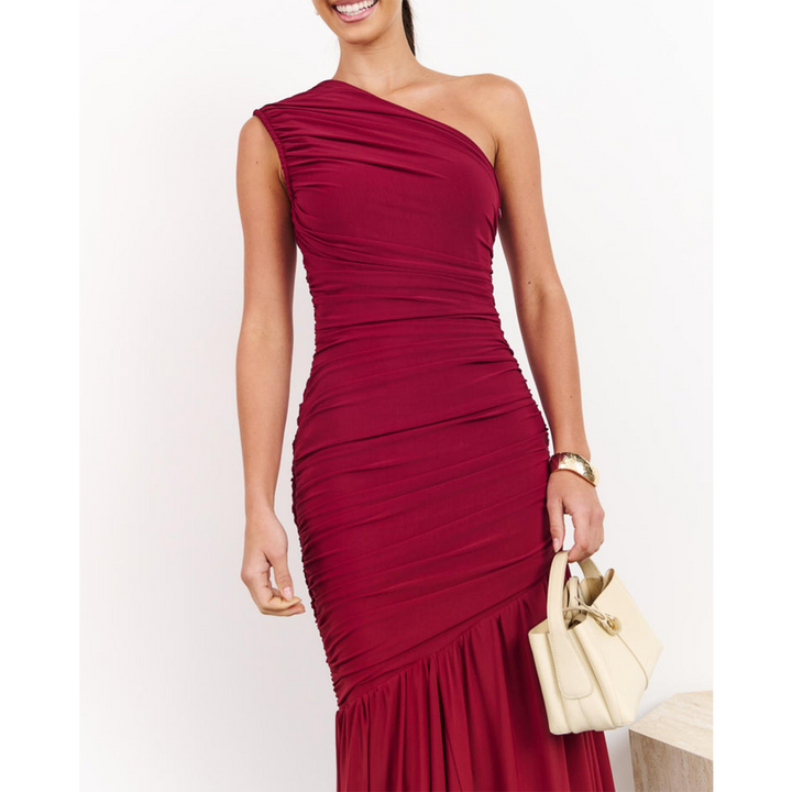 Elliatt Florencea One Shoulder Gown - Wine Red
