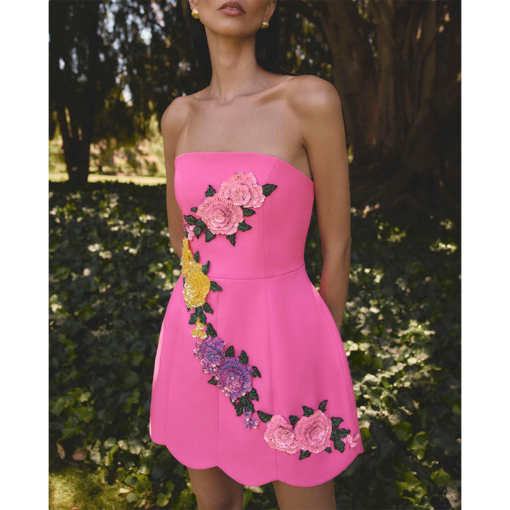 Elliatt Laurentia Tulip Mini Dress in Fuchsia Pink