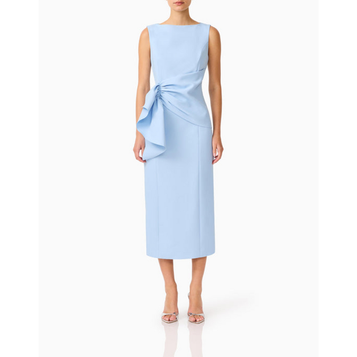 Elliatt Liora Draped Ruffle Midi Dress Sky Blue