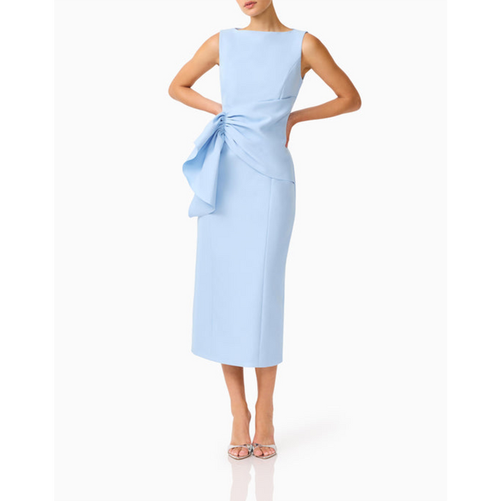 Elliatt Liora Draped Ruffle Midi Dress Sky Blue