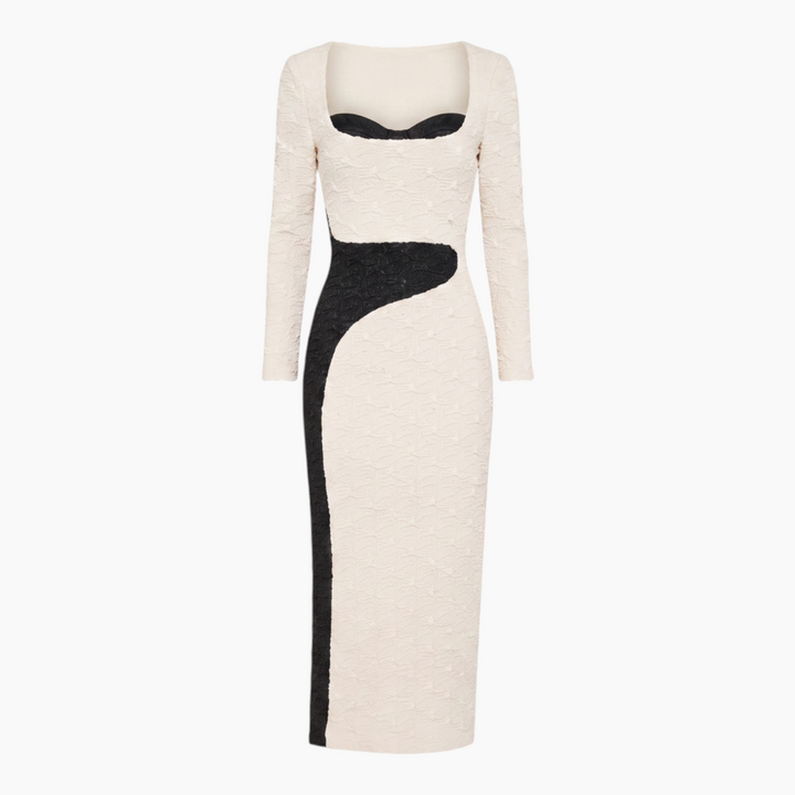 Elliatt Paloma Long Sleeve Midi Dress in Black and White