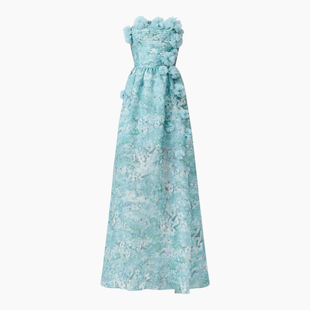 Elliott Faye Strapless Gown in Blue