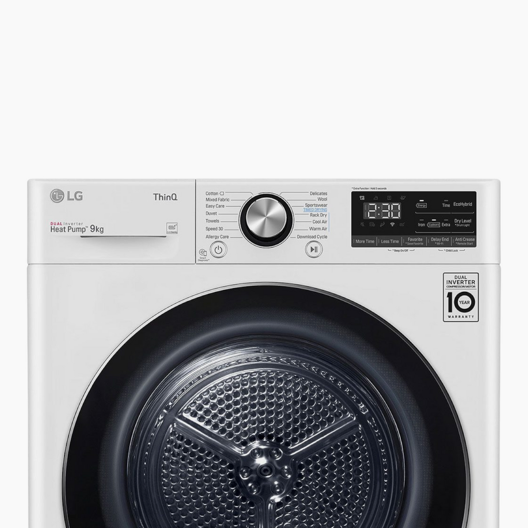 LG Energy Saving Dryer 9KG Dual Heat Pump White