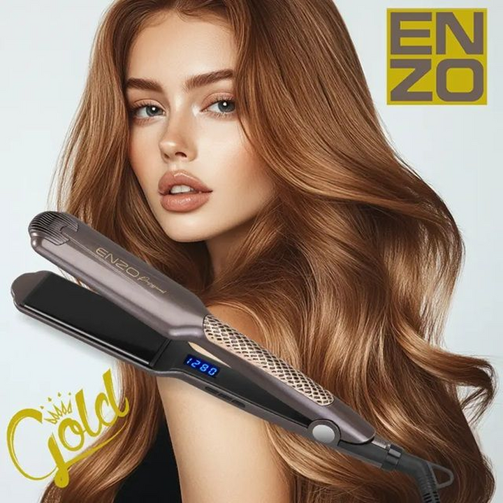 Enzo Luxury Straightener, 1280°F, with 4 Serum Bottles