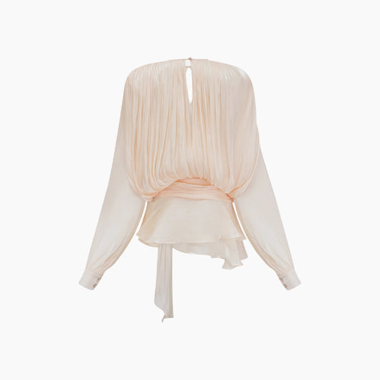 Aminah Balloon Sleeve Ruch Ruffle Mini Dress In Apricot