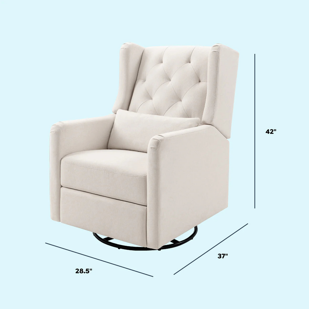 Davinci Everly recliner and swivel glider in eco-performance fabric with tufted back