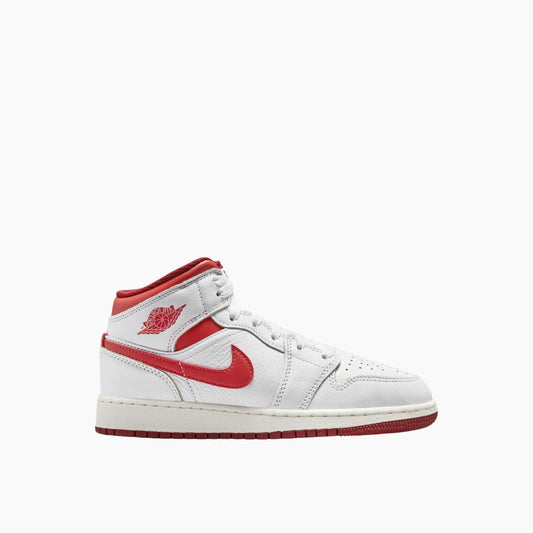 Air Jordan (GS) 1 Mid SE 'White Dune Red