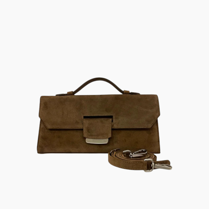 Farah Asmar Olive Suede Lara Clutch