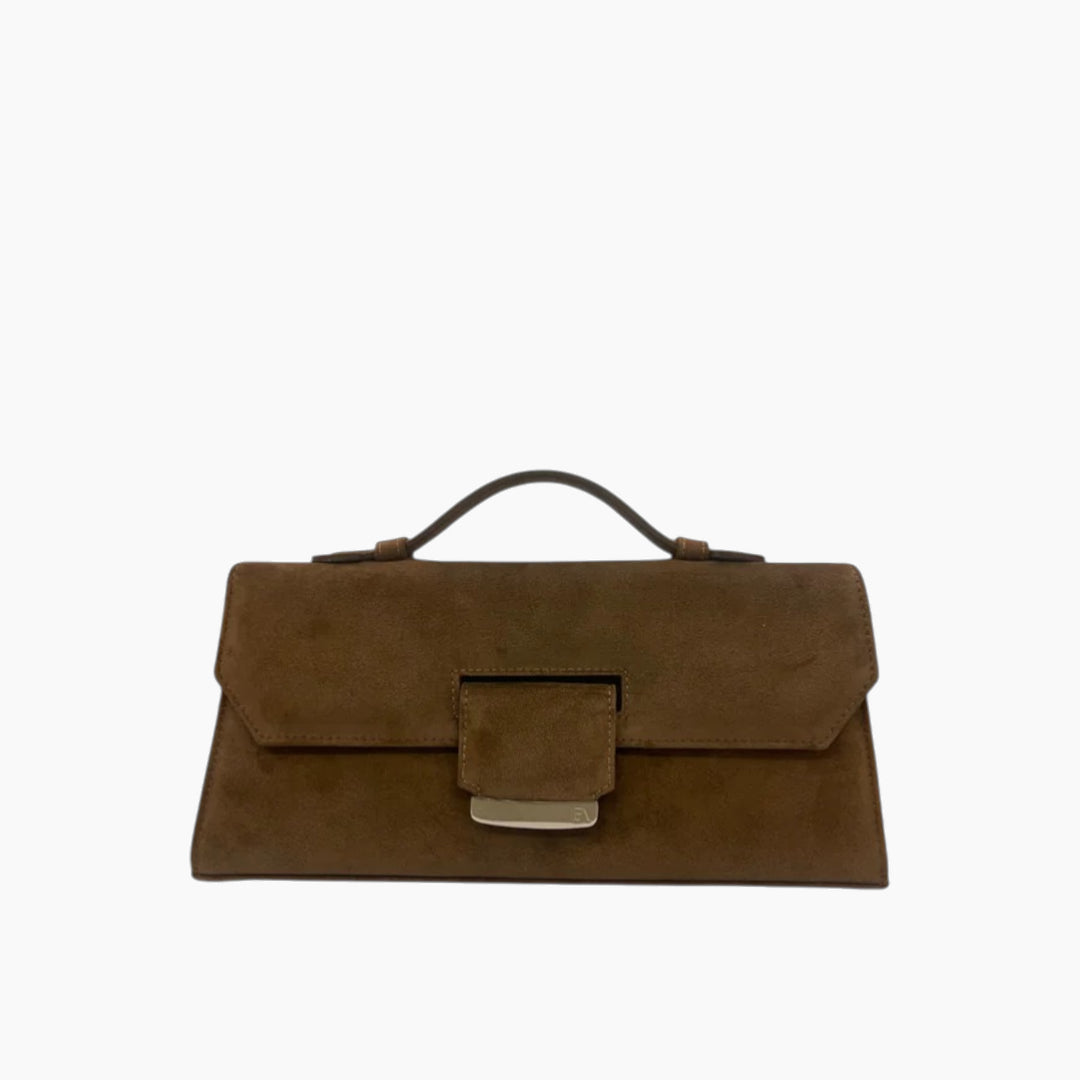 Farah Asmar Olive Suede Lara Clutch