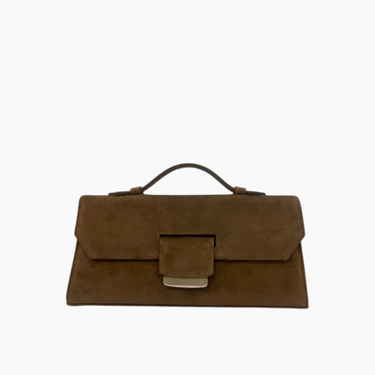 Farah Asmar Olive Suede Lara Clutch