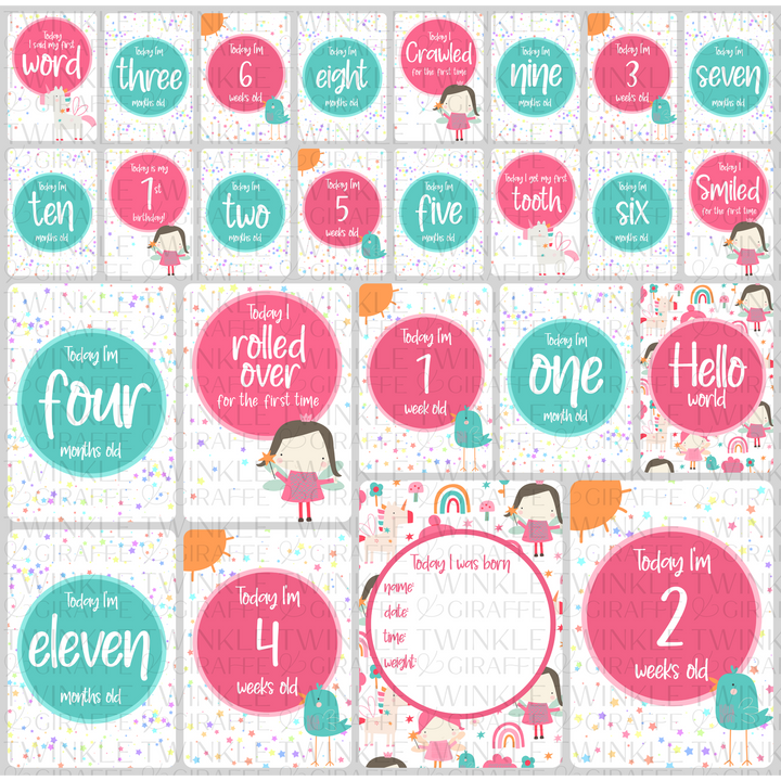 Twinkle &amp; Giraffe Milestone Cards Set of 25