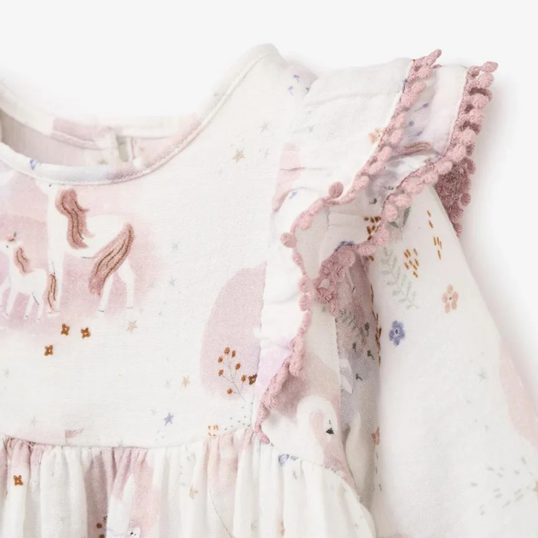Elegant Baby Fairytale Wonderland Organic Muslin Dress Bloomer Set