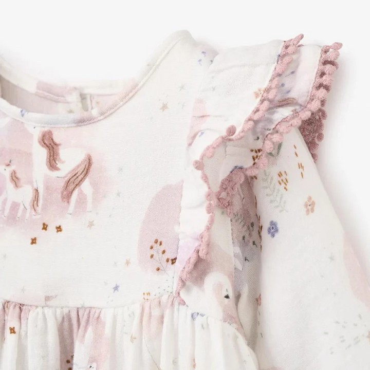 Elegant Baby Fairytale Wonderland Organic Muslin Dress Bloomer Set