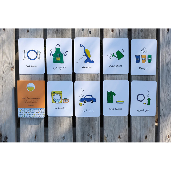 Set of 31 double-sided hand-drawn family chore cards