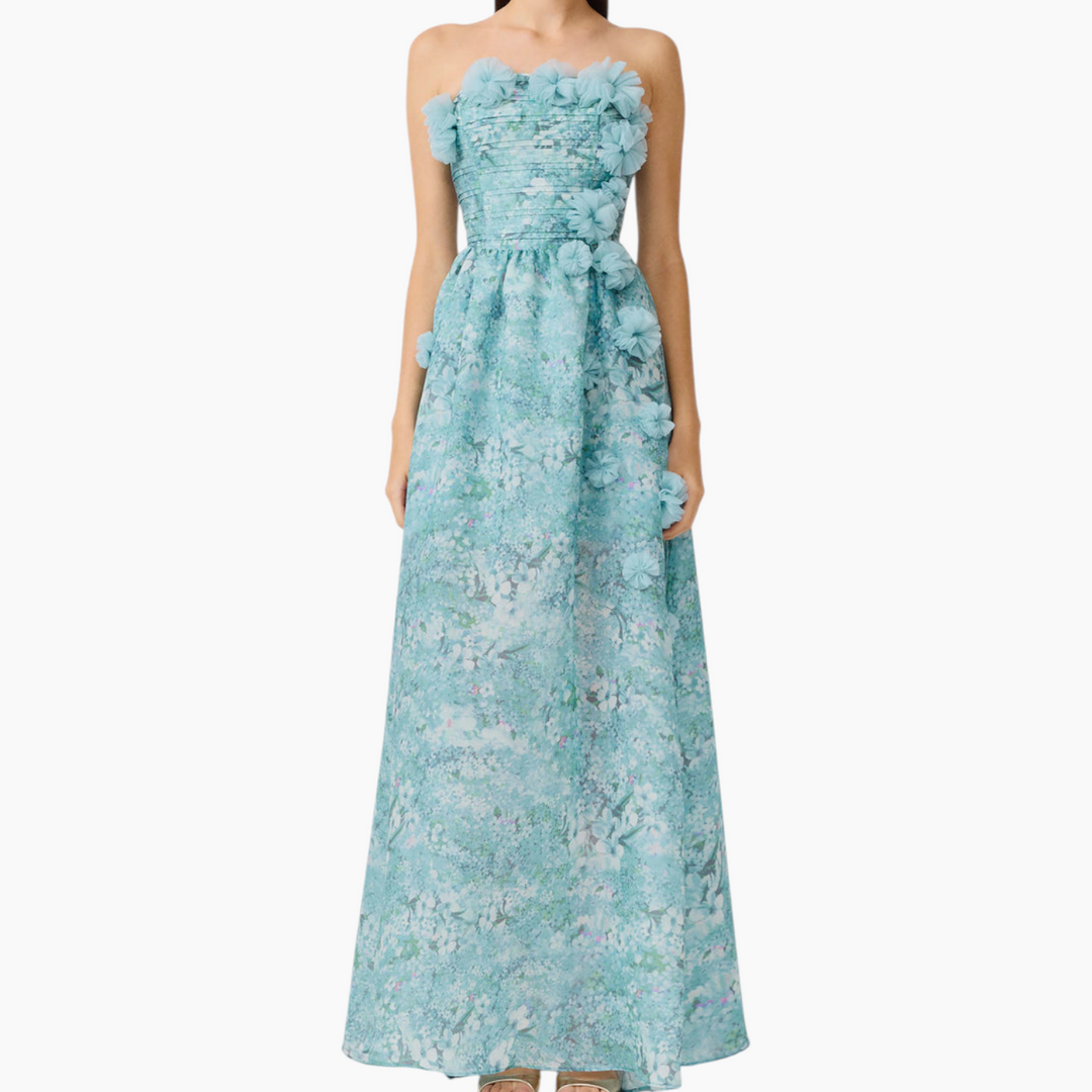 Elliott Faye Strapless Gown in Blue
