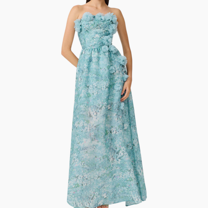 Elliott Faye Strapless Gown in Blue