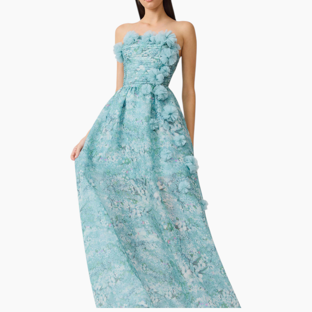 Elliott Faye Strapless Gown in Blue