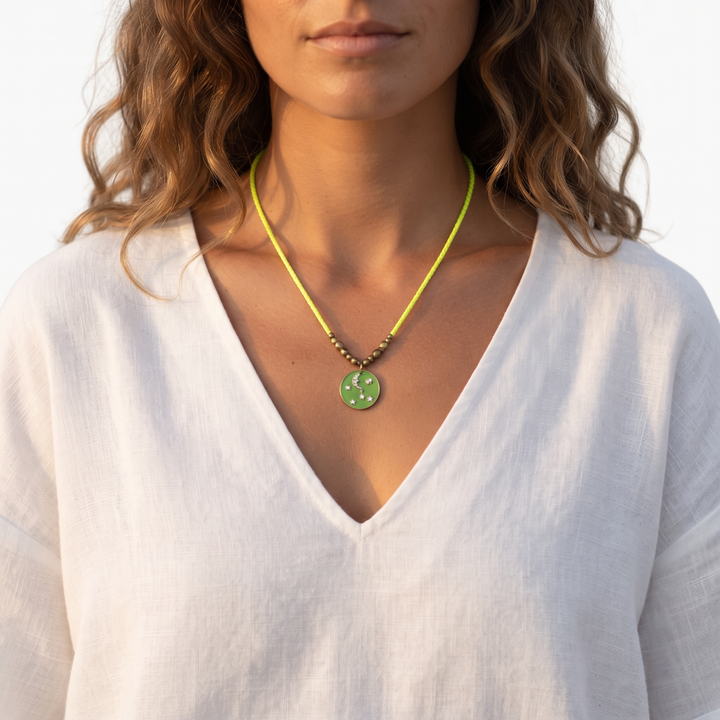 Featherlight Green Moon Cord Necklace