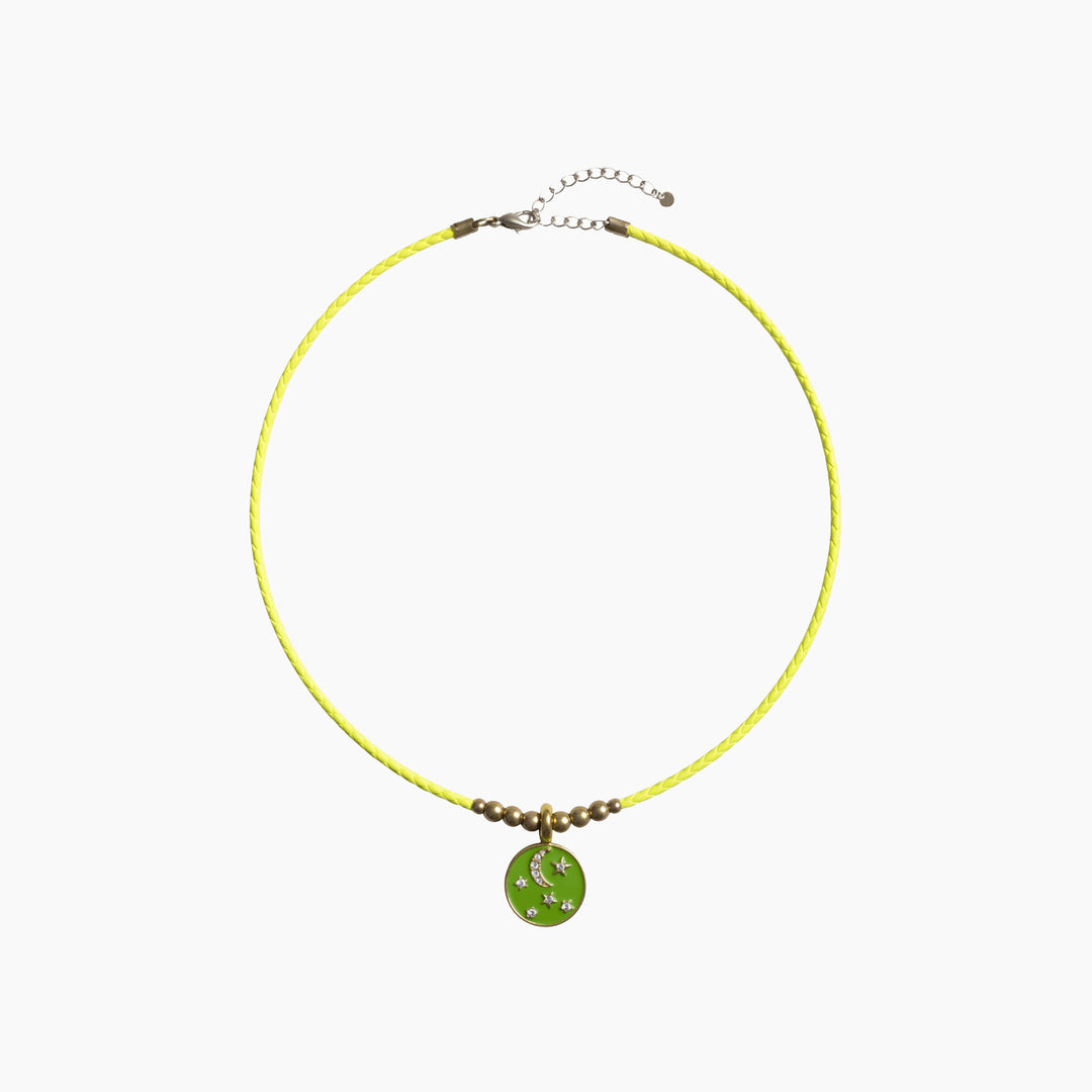 Featherlight Green Moon Cord Necklace