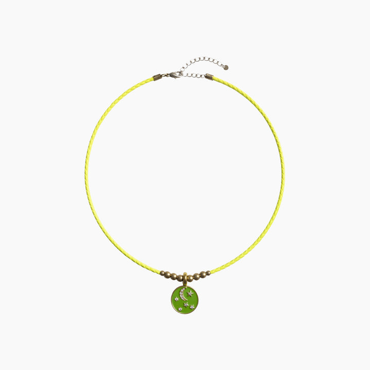 Featherlight Green Moon Cord Necklace