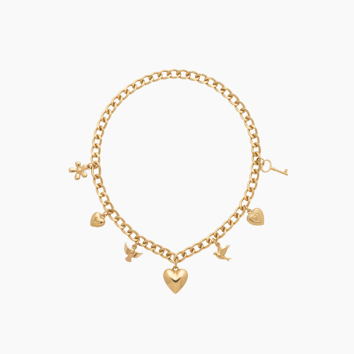 Featherlight Heart Charm Chain Necklace