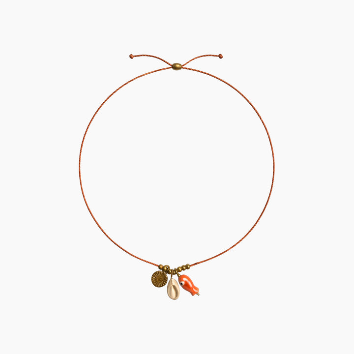 Orange Fish Charm Necklace