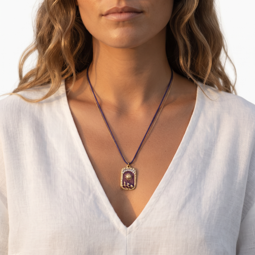 Sun Pendant Cord Necklace