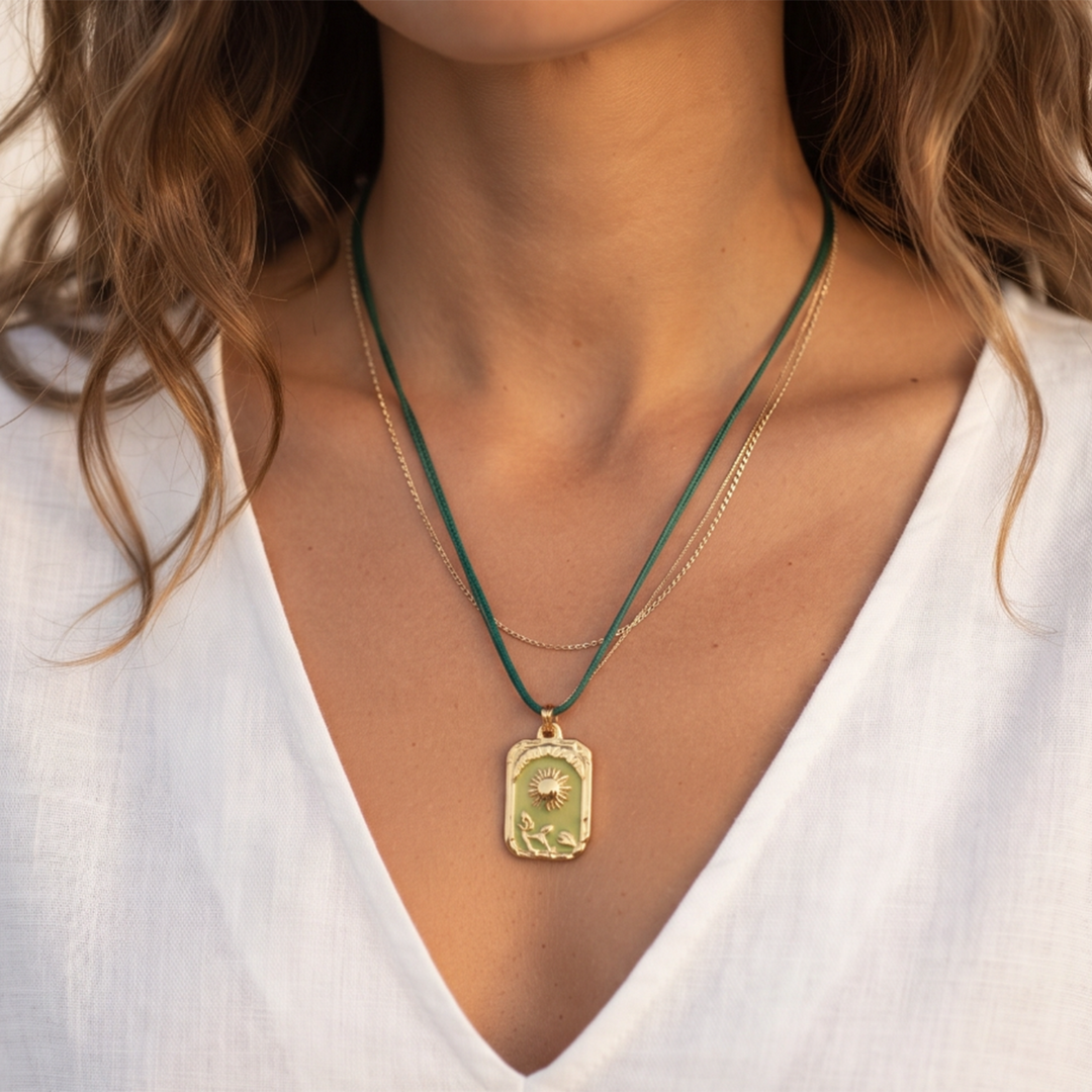 Sun Pendant Cord Necklace