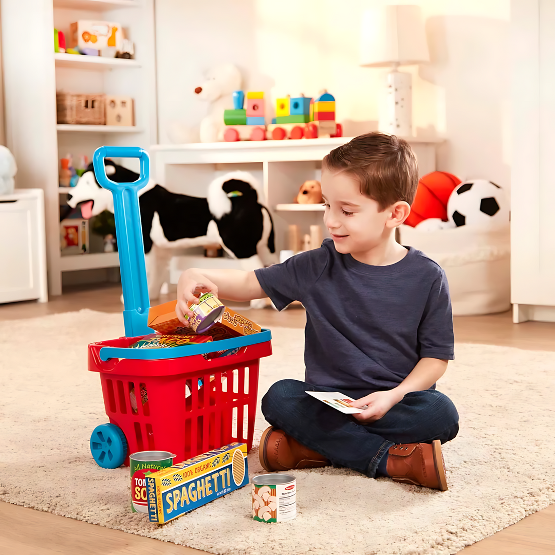 Melissa &amp; Doug Fill &amp; Roll Grocery Basket Play Set - HUNA