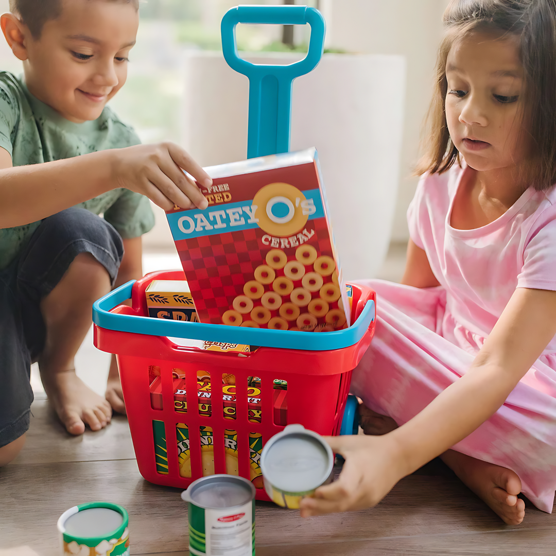Melissa &amp; Doug Fill &amp; Roll Grocery Basket Play Set - HUNA