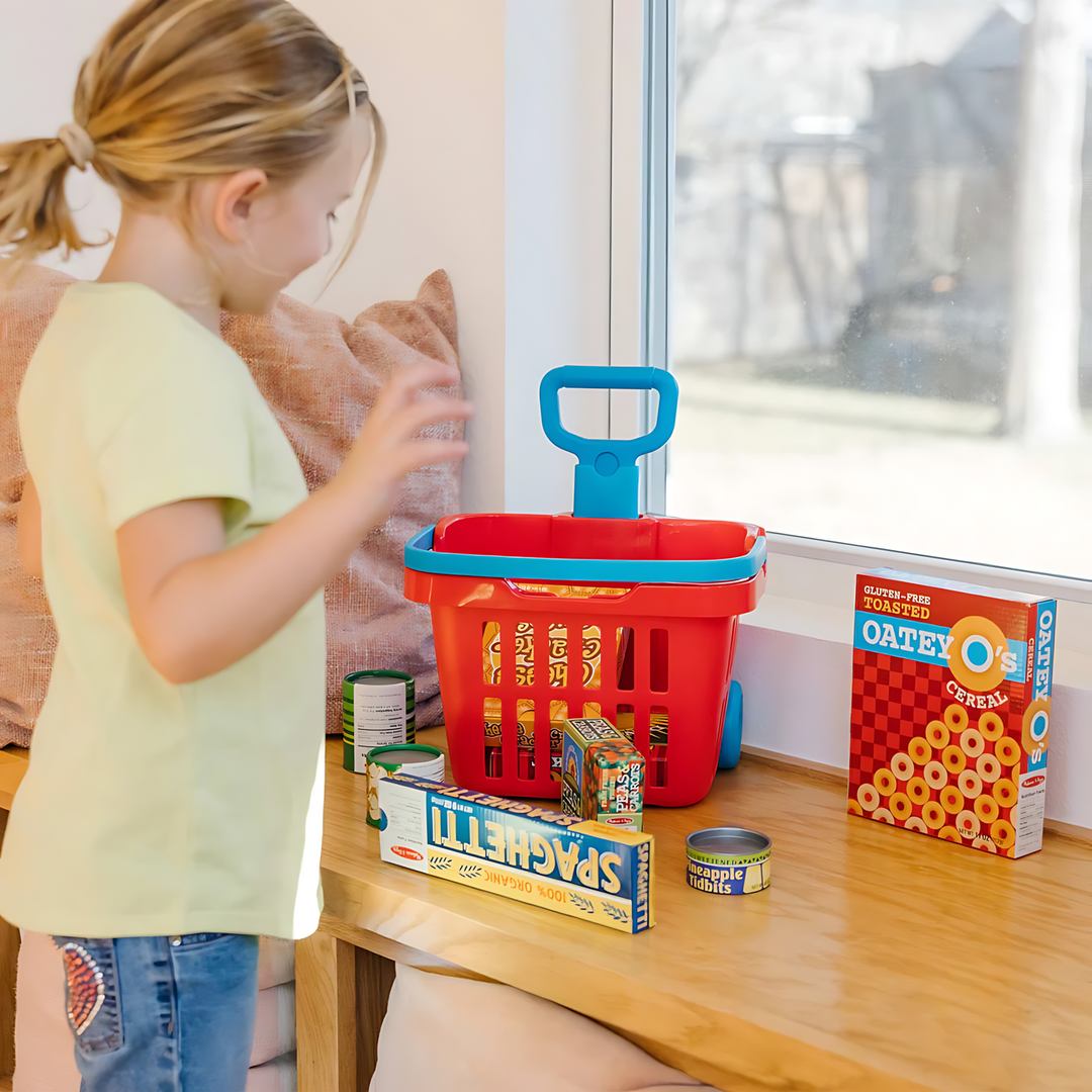 Melissa &amp; Doug Fill &amp; Roll Grocery Basket Play Set - HUNA