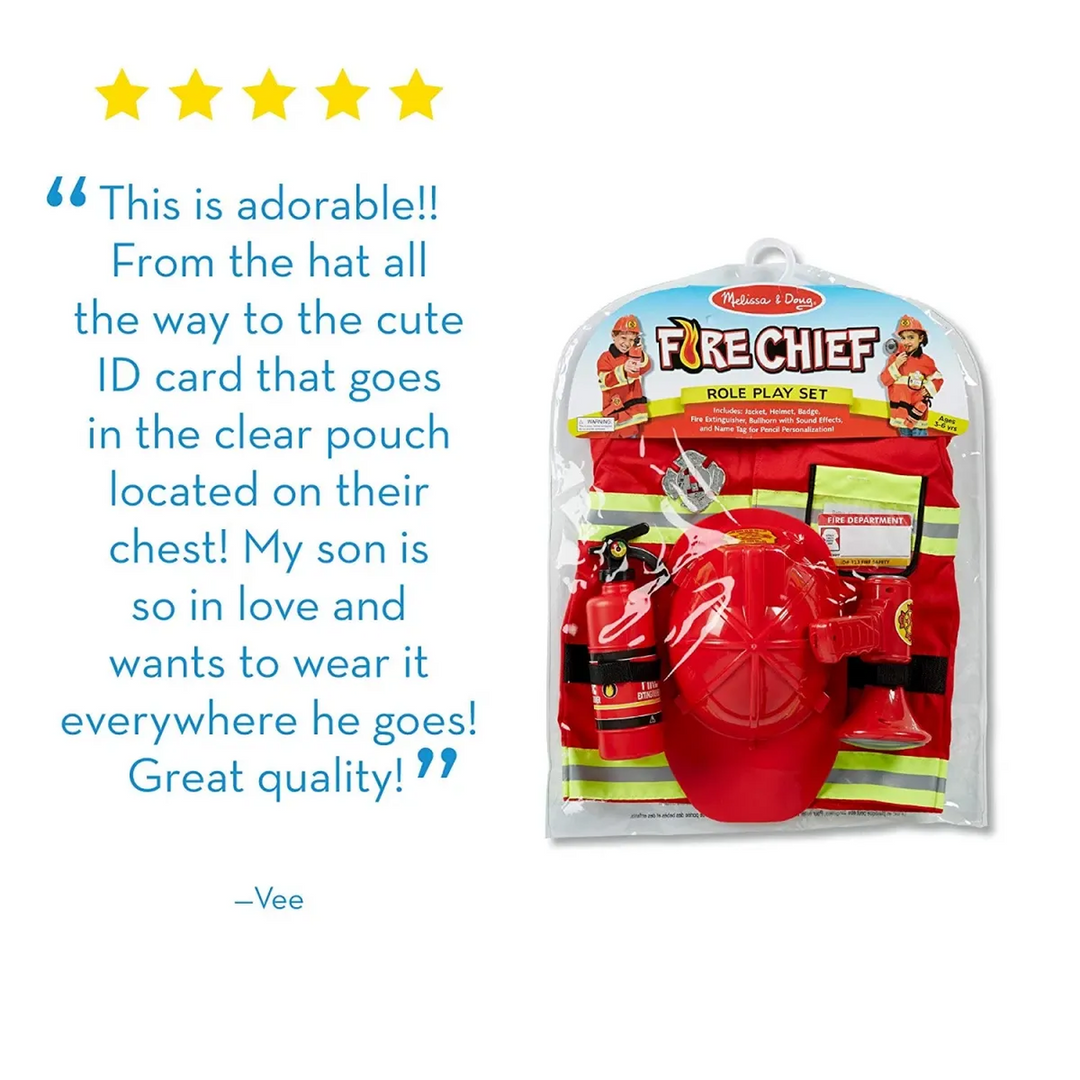 Melissa &amp; Doug Fire Chief pretend play costume set for children