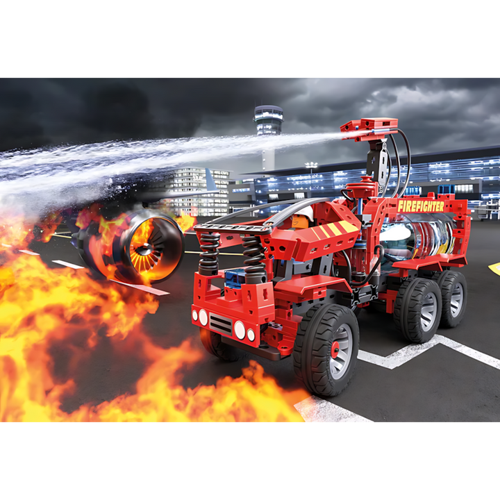 Firefighter toy with extinguishing function and four water spray modes