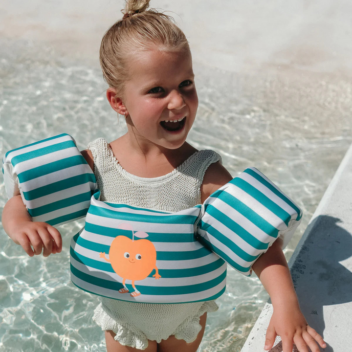 SunnyLife Floatie Jacket 3-6 in Poppy the Peach Green Stripe